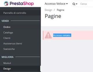 accesso vietato prestashop